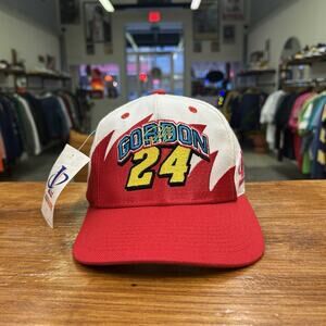 90’s Logo Athletic Jeff Gordon Shark tooth Style SnapBack Hat Red White